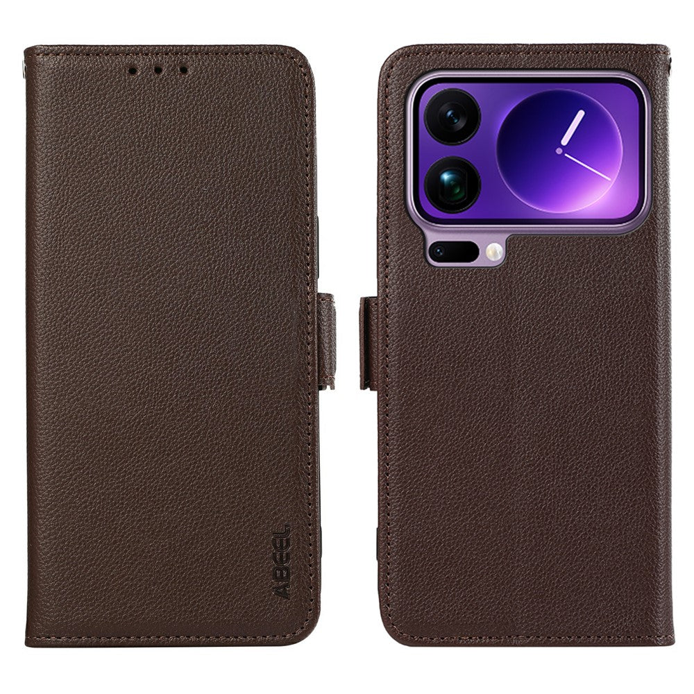 ABEEL For Xiaomi 17 Pro Max Case Litchi Texture Leather RFID Blocking Phone Cover