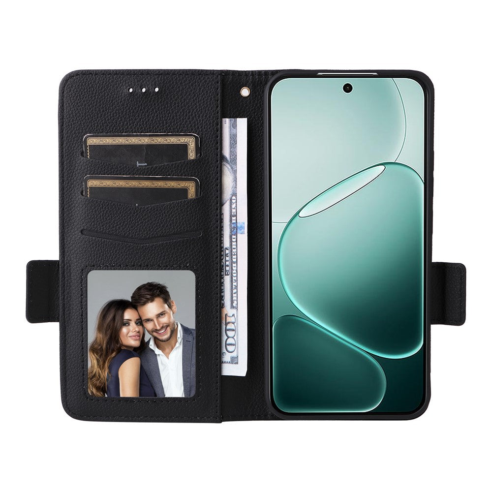 Lædercover til Oppo A6 Pro 4G / A6 Pro 5G / F31 5G Litchi tekstur pung telefoncover med håndledsrem