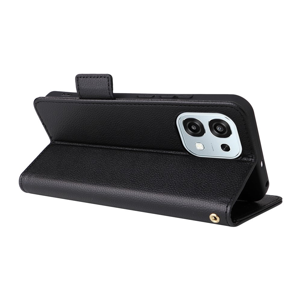 Lædercover til Oppo A6 Pro 4G / A6 Pro 5G / F31 5G Litchi tekstur pung telefoncover med håndledsrem