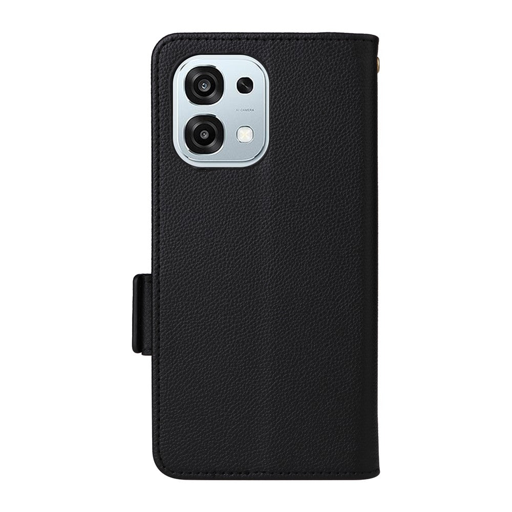 Lædercover til Oppo A6 Pro 4G / A6 Pro 5G / F31 5G Litchi tekstur pung telefoncover med håndledsrem