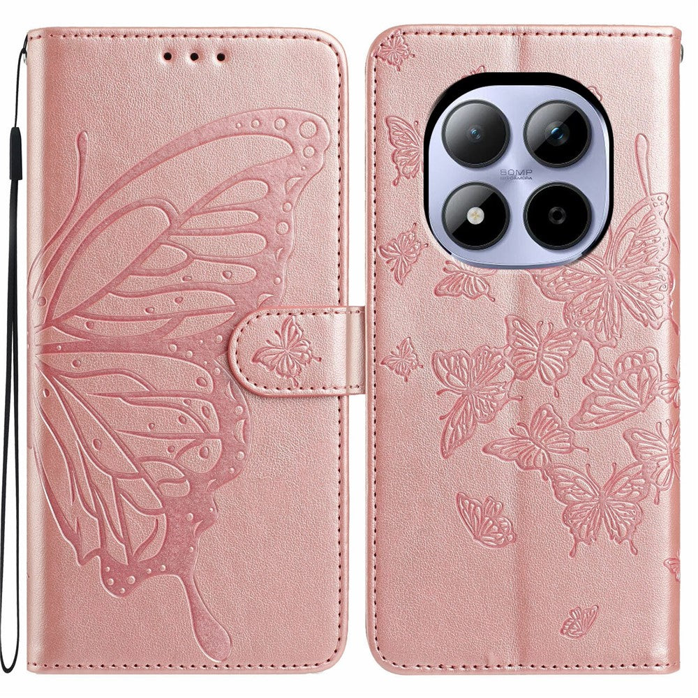 For Xiaomi Redmi Note 15 Pro 5G (Global) Case Butterfly Imprinted Wallet Stand PU Leather Flip Phone Cover with Strap