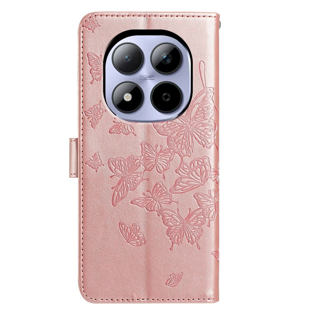 For Xiaomi Redmi Note 15 Pro 5G (Global) Case Butterfly Imprinted Wallet Stand PU Leather Flip Phone Cover with Strap
