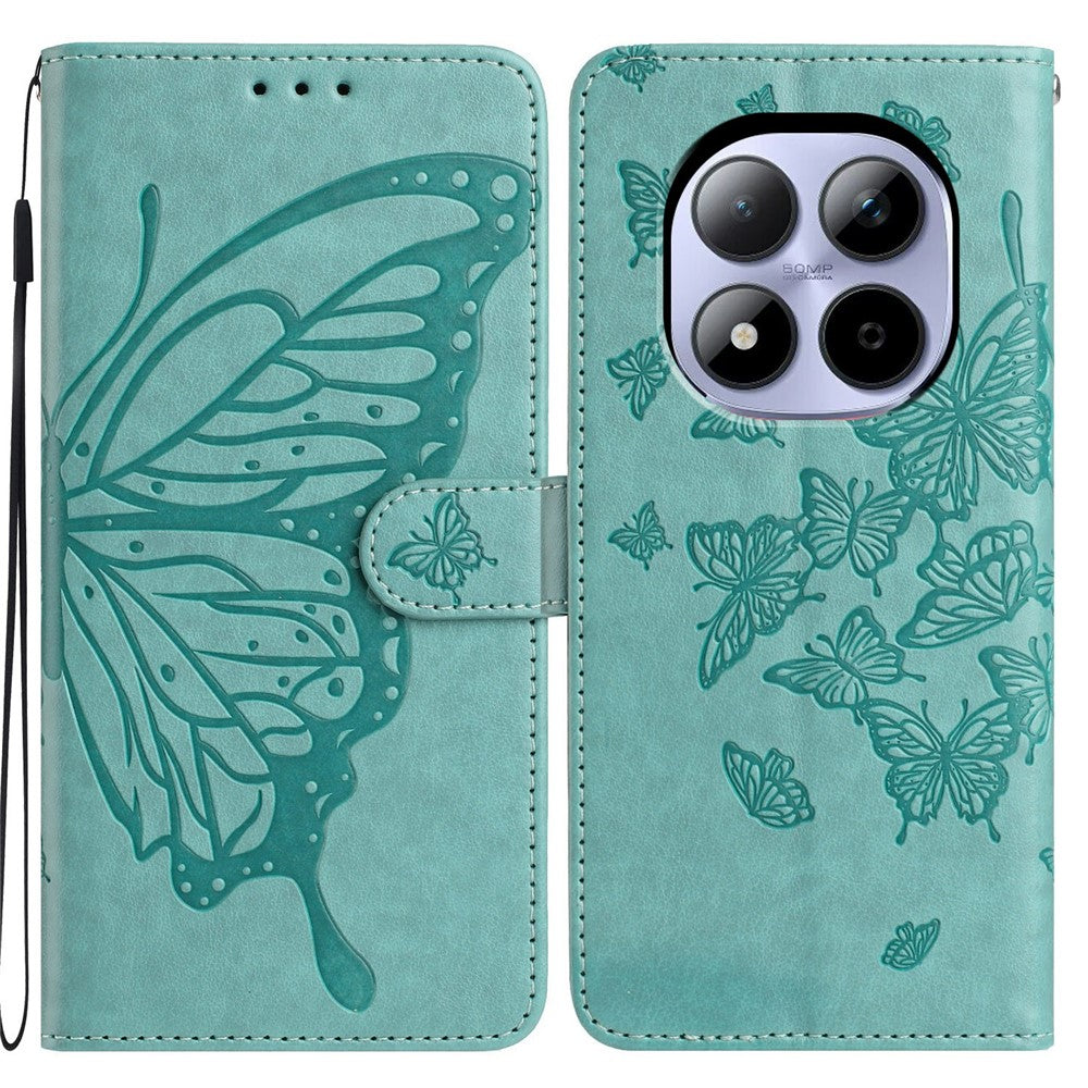 For Xiaomi Redmi Note 15 Pro 5G (Global) Case Butterfly Imprinted Wallet Stand PU Leather Flip Phone Cover with Strap
