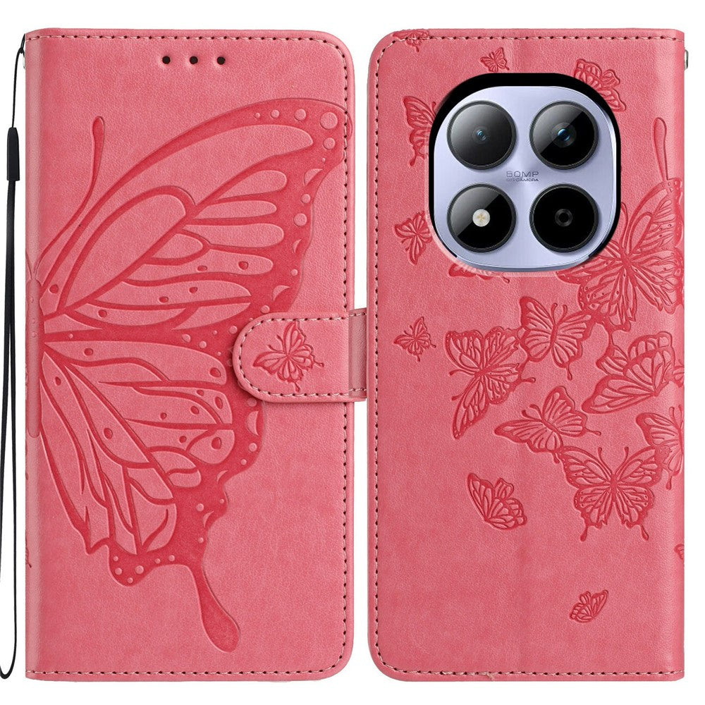 For Xiaomi Redmi Note 15 Pro 5G (Global) Case Butterfly Imprinted Wallet Stand PU Leather Flip Phone Cover with Strap