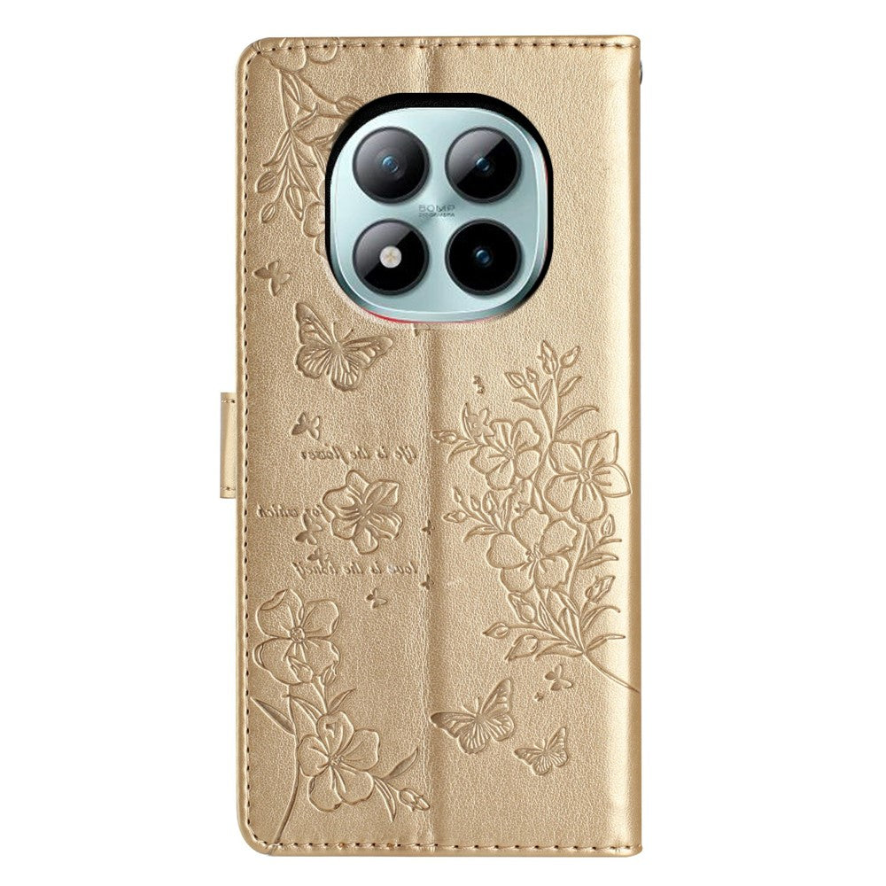 Xiaomi Poco M8 Pro 5G / Redmi Note 15 Pro+ 5G (Global) Plånboksfodral Läderflikfodral med Fjärilsblommönster och Rem