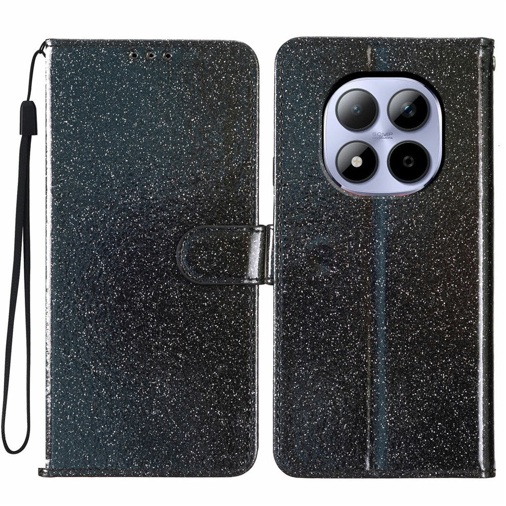 For Xiaomi Redmi Note 15 Pro 5G (Global) Wallet Case Glitter Anti-Scratch Leather Stand Phone Cover with Strap