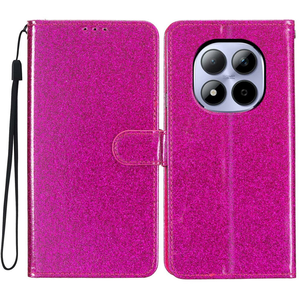 For Xiaomi Redmi Note 15 Pro 5G (Global) Wallet Case Glitter Anti-Scratch Leather Stand Phone Cover with Strap