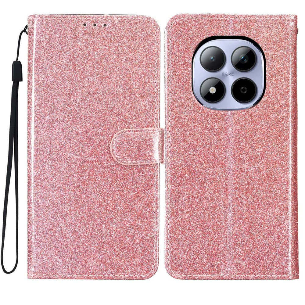 For Xiaomi Redmi Note 15 Pro 5G (Global) Wallet Case Glitter Anti-Scratch Leather Stand Phone Cover with Strap