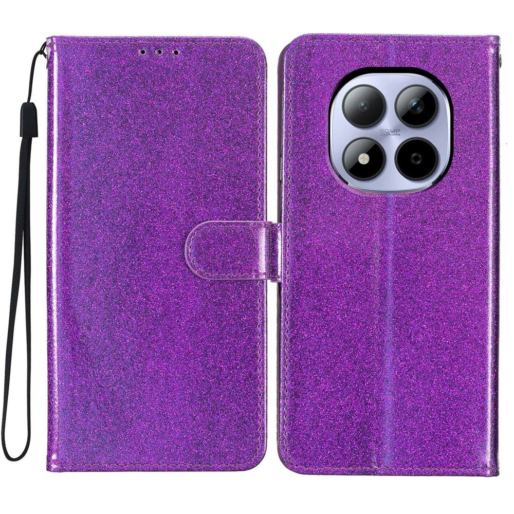 For Xiaomi Redmi Note 15 Pro 5G (Global) Wallet Case Glitter Anti-Scratch Leather Stand Phone Cover with Strap