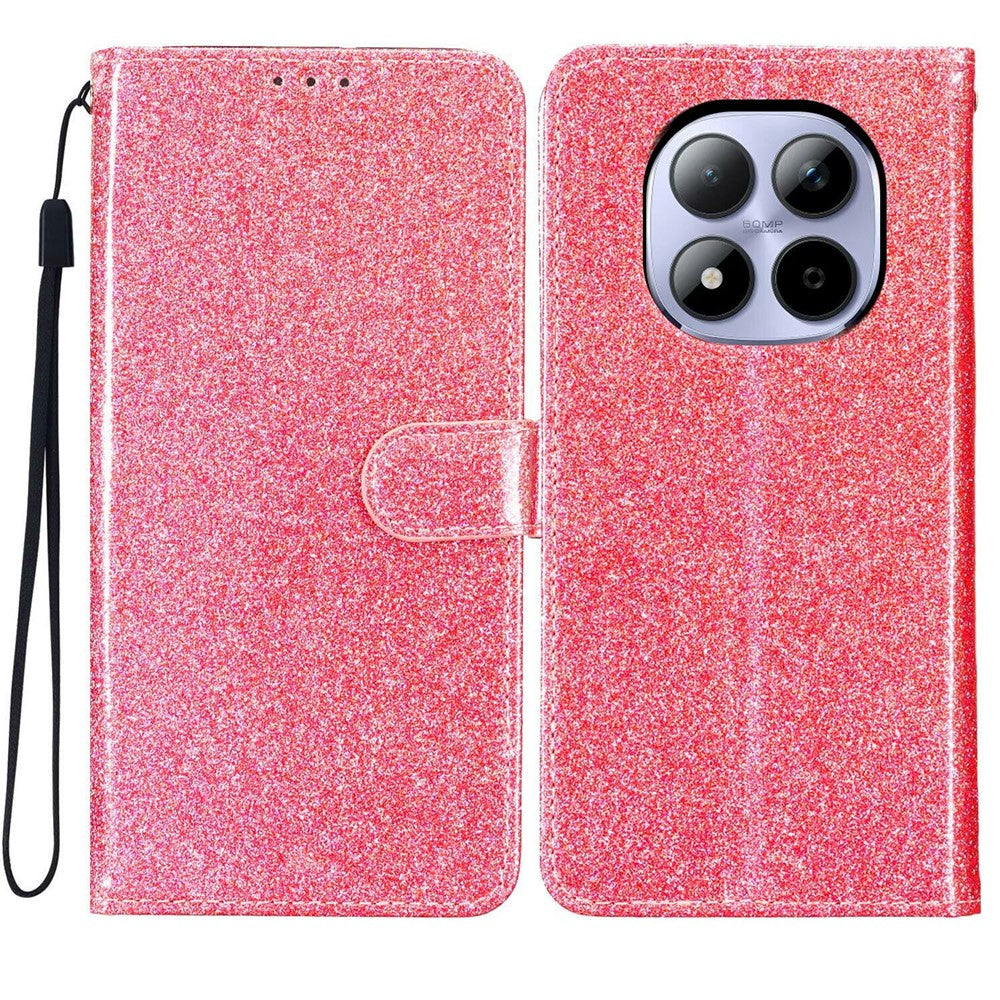 For Xiaomi Redmi Note 15 Pro 5G (Global) Wallet Case Glitter Anti-Scratch Leather Stand Phone Cover with Strap