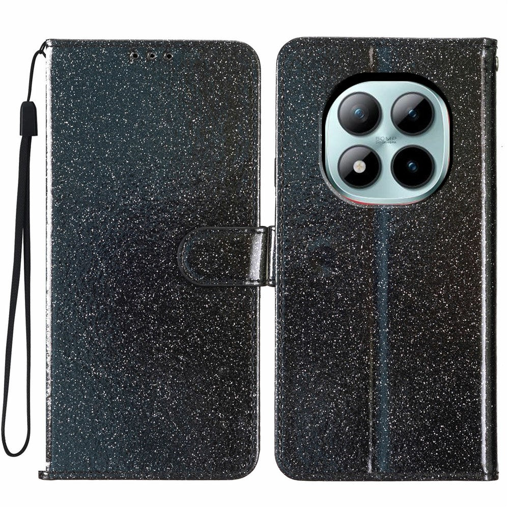 Xiaomi Poco M8 Pro 5G / Redmi Note 15 Pro+ 5G (Global) Plånboksfodral Glitter Reptåligt Läder Stativ mobilskal med Rem
