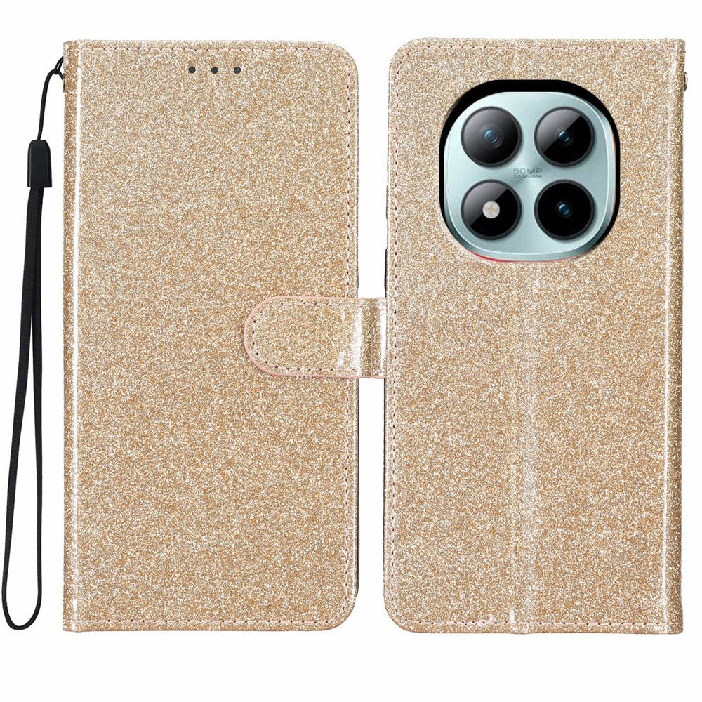 Xiaomi Poco M8 Pro 5G / Redmi Note 15 Pro+ 5G (Global) Plånboksfodral Glitter Reptåligt Läder Stativ mobilskal med Rem