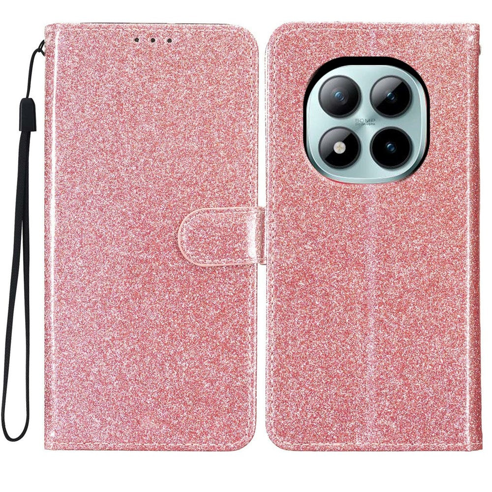 Xiaomi Poco M8 Pro 5G / Redmi Note 15 Pro+ 5G (Global) Plånboksfodral Glitter Reptåligt Läder Stativ mobilskal med Rem
