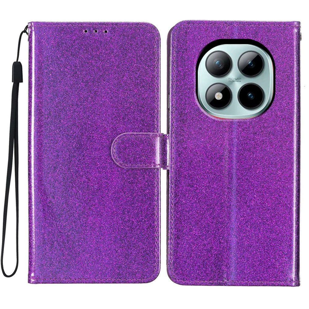 Xiaomi Poco M8 Pro 5G / Redmi Note 15 Pro+ 5G (Global) Plånboksfodral Glitter Reptåligt Läder Stativ mobilskal med Rem