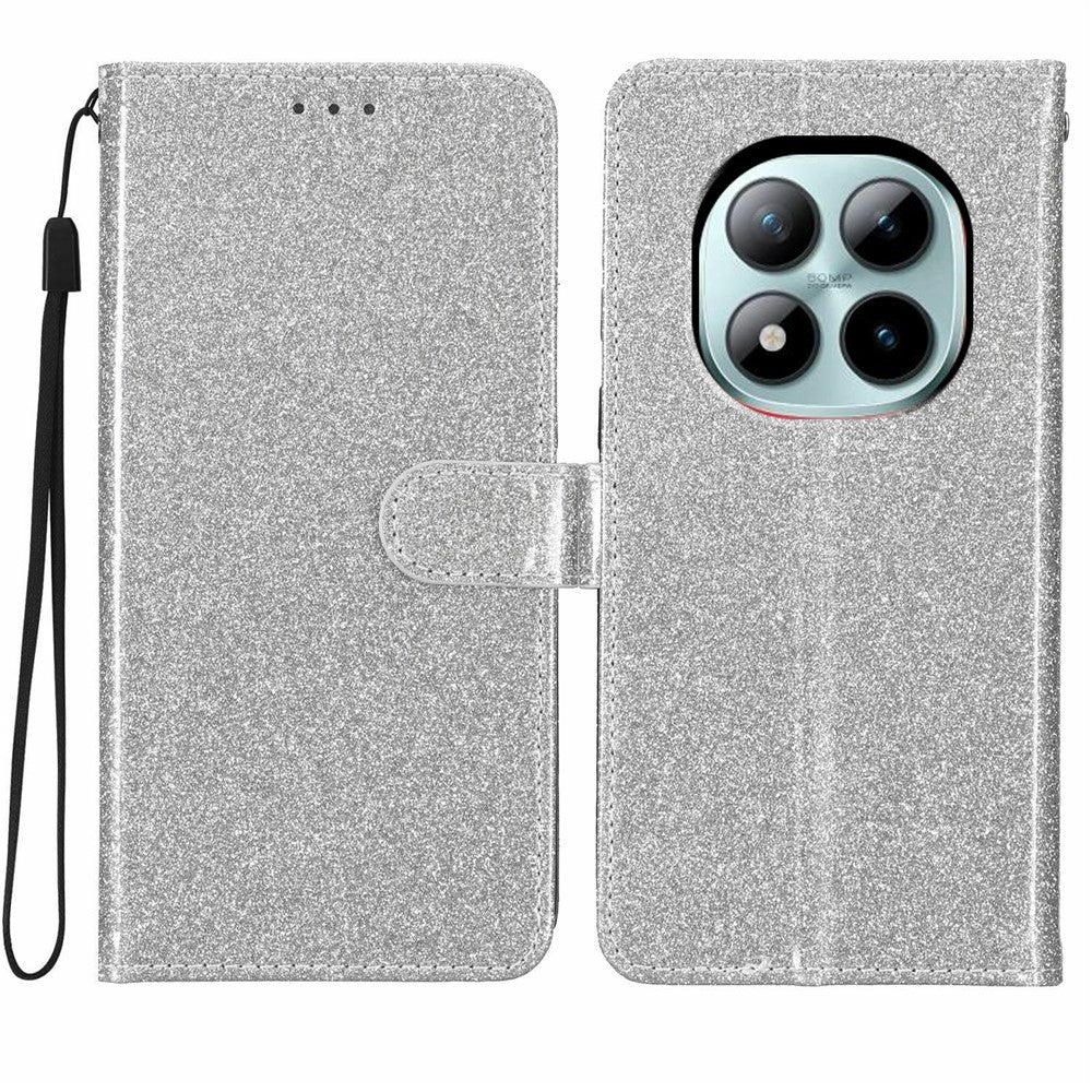 Xiaomi Poco M8 Pro 5G / Redmi Note 15 Pro+ 5G (Global) Plånboksfodral Glitter Reptåligt Läder Stativ mobilskal med Rem