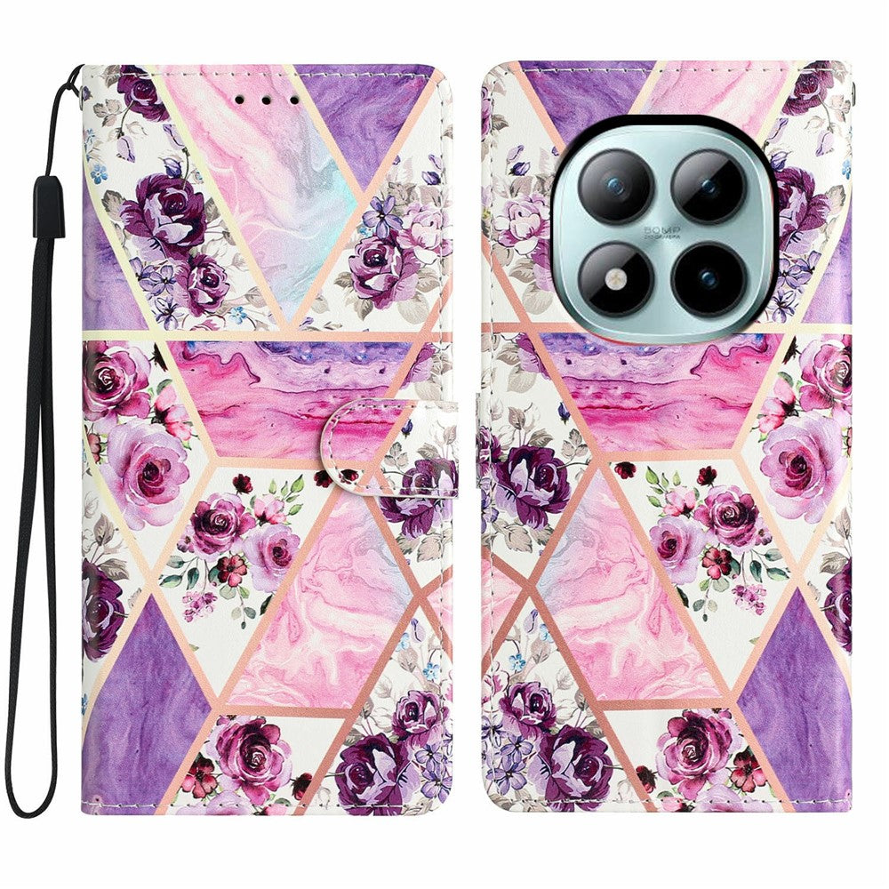 For Xiaomi Poco M8 Pro 5G / Redmi Note 15 Pro+ 5G (Global) Wallet Case PU Leather Pattern Printing Stand Phone Cover with Strap
