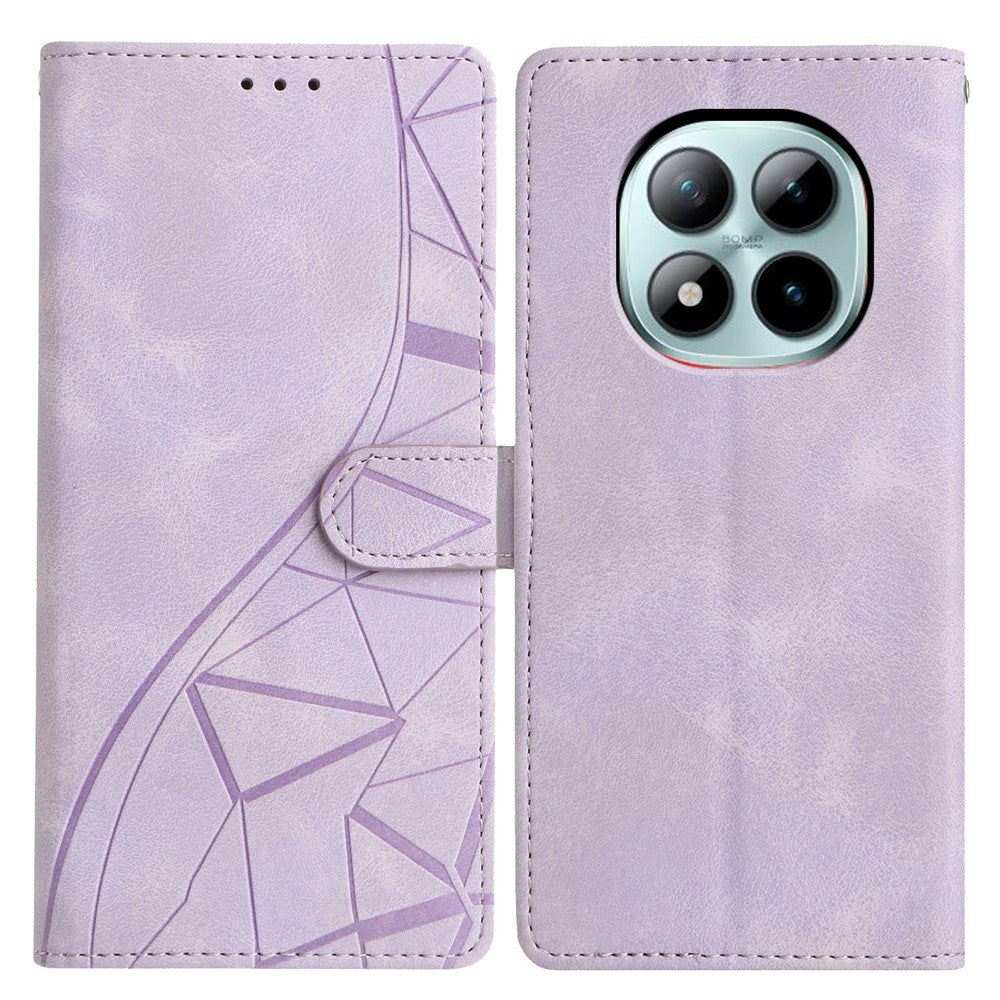 For Xiaomi Poco M8 Pro 5G / Redmi Note 15 Pro+ 5G (Global) Case Wallet Stand Imprinted Triangle Pattern Leather Phone Flip Cover