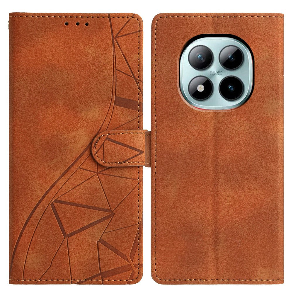 For Xiaomi Poco M8 Pro 5G / Redmi Note 15 Pro+ 5G (Global) Case Wallet Stand Imprinted Triangle Pattern Leather Phone Flip Cover