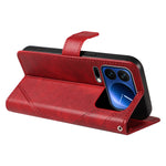 For Xiaomi 17 Pro Leather Case Geometric Line Design Wallet Phone Cover with Wrist Strap