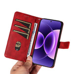 For Xiaomi 17 Pro Leather Case Geometric Line Design Wallet Phone Cover with Wrist Strap