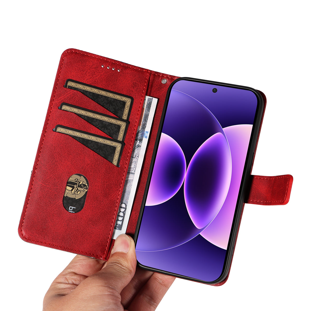For Xiaomi 17 Pro Leather Case Geometric Line Design Wallet Phone Cover with Wrist Strap