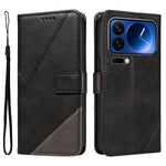 For Xiaomi 17 Pro Leather Case Geometric Line Design Wallet Phone Cover with Wrist Strap