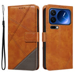 For Xiaomi 17 Pro Leather Case Geometric Line Design Wallet Phone Cover with Wrist Strap