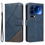 For Xiaomi 17 Pro Leather Case Geometric Line Design Wallet Phone Cover with Wrist Strap