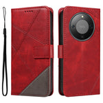 For Honor Magic8 Lite 5G / X9d 5G / X70 5G Leather Case Geometric Line Design Wallet Phone Cover with Wrist Strap