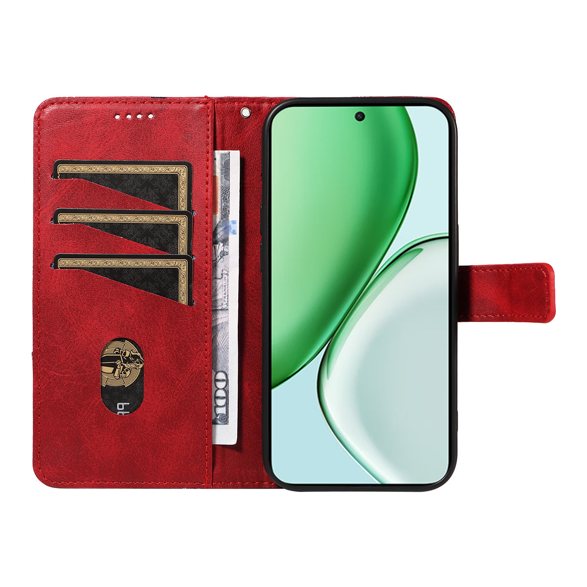 For Honor Magic8 Lite 5G / X9d 5G / X70 5G Leather Case Geometric Line Design Wallet Phone Cover with Wrist Strap