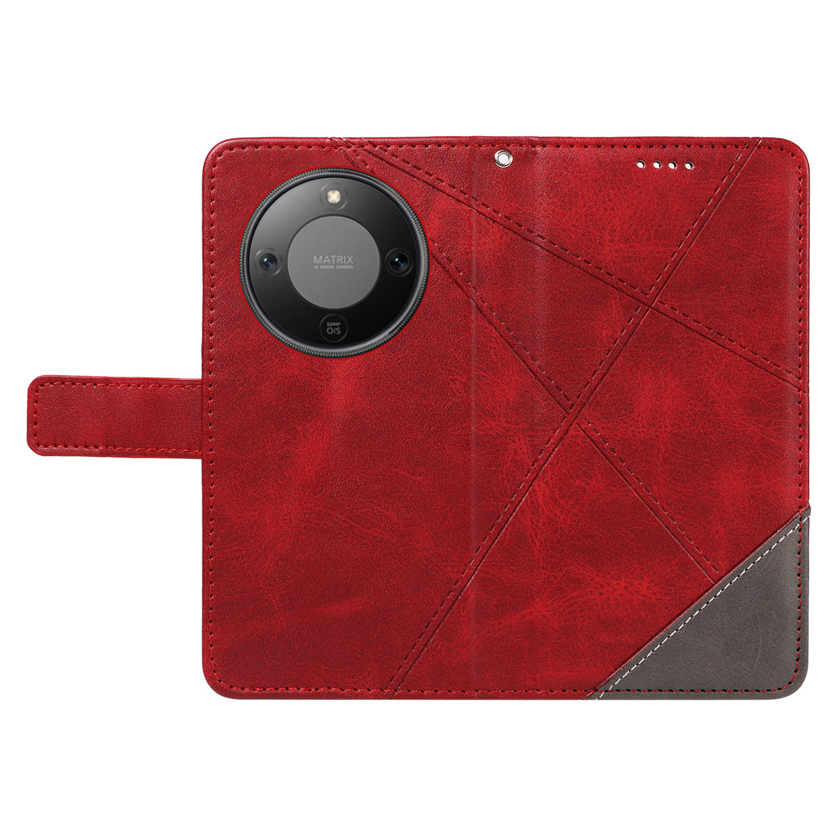 For Honor Magic8 Lite 5G / X9d 5G / X70 5G Leather Case Geometric Line Design Wallet Phone Cover with Wrist Strap