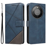 For Honor Magic8 Lite 5G / X9d 5G / X70 5G Leather Case Geometric Line Design Wallet Phone Cover with Wrist Strap