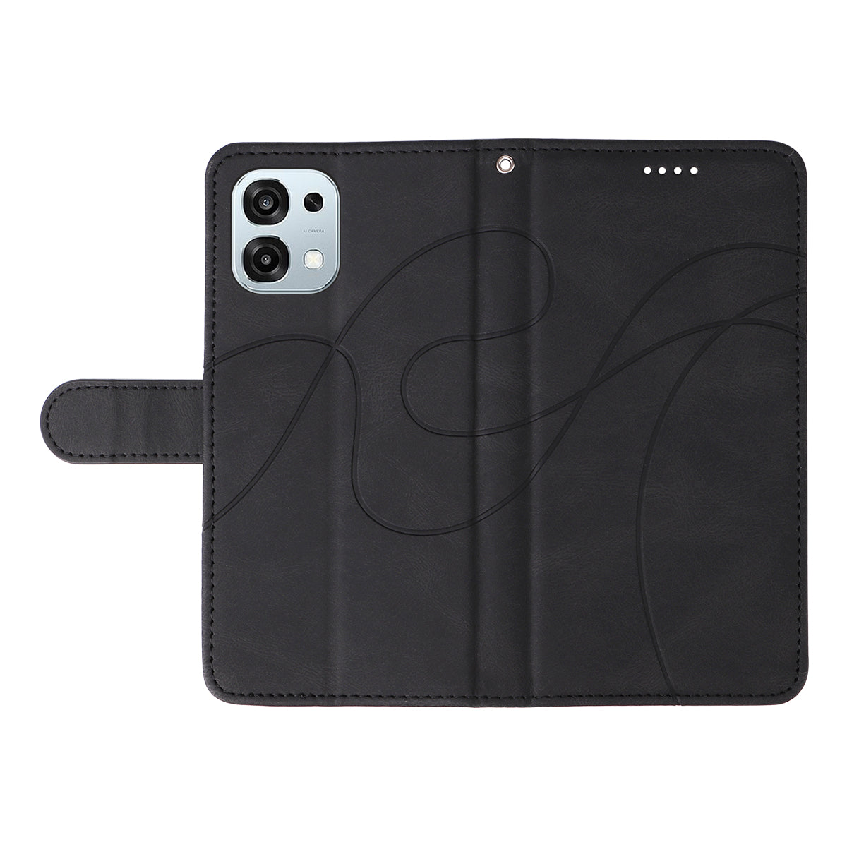 For Oppo A6 Pro 4G / Oppo A6 Pro 5G Wallet Case Leather Phone Cover Stand with Curved Line Design