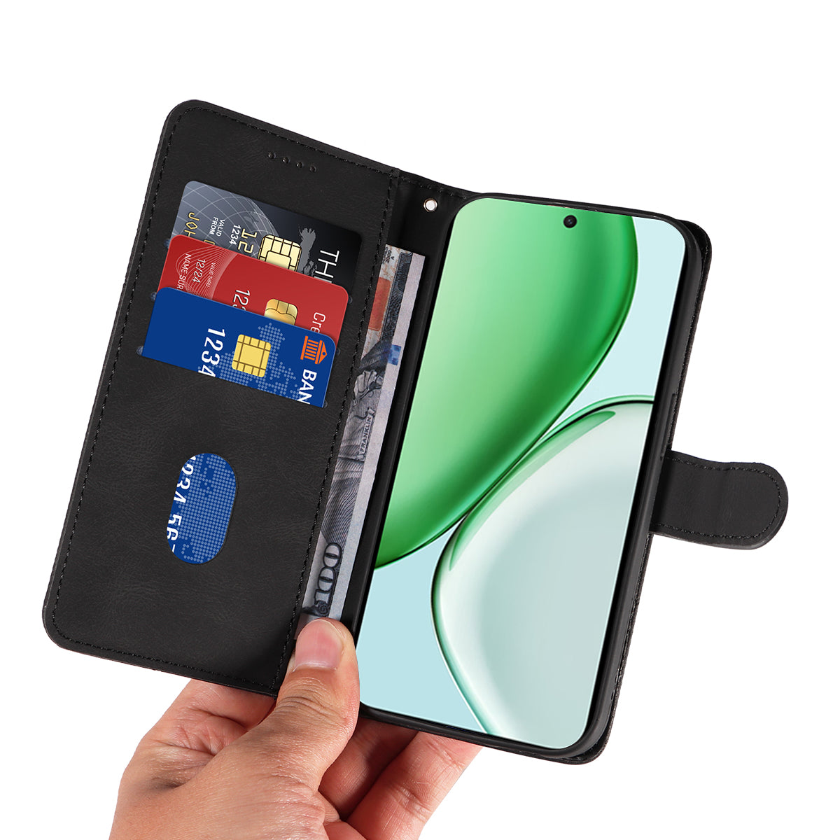 For Honor Magic8 Lite 5G / X9d 5G / X70 5G Wallet Case Leather Phone Cover Stand with Curved Line Design