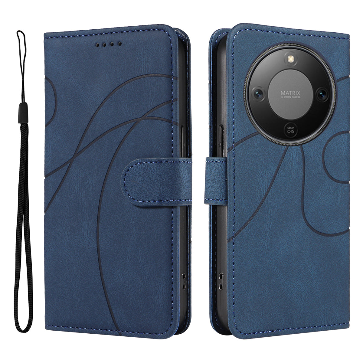 For Honor Magic8 Lite 5G / X9d 5G / X70 5G Wallet Case Leather Phone Cover Stand with Curved Line Design