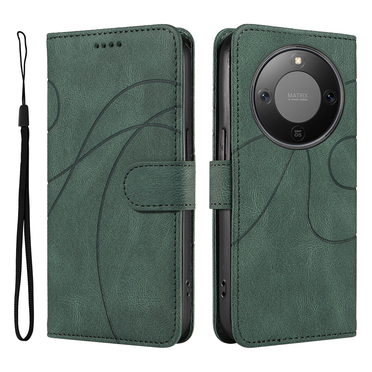 For Honor Magic8 Lite 5G / X9d 5G / X70 5G Wallet Case Leather Phone Cover Stand with Curved Line Design
