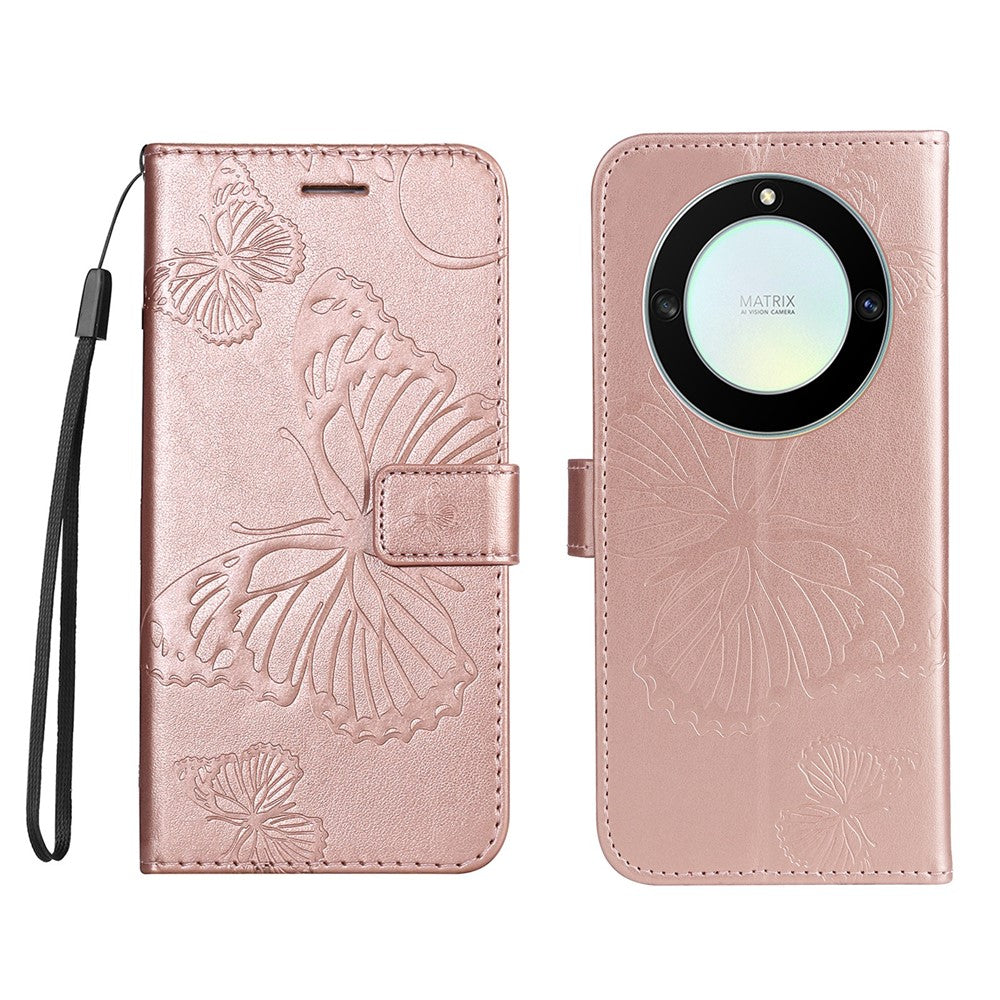 For Honor X40 5G / X9a 5G / Magic5 Lite 5G Wallet Case Floral Butterfly Imprinted Leather Phone Cover Stand