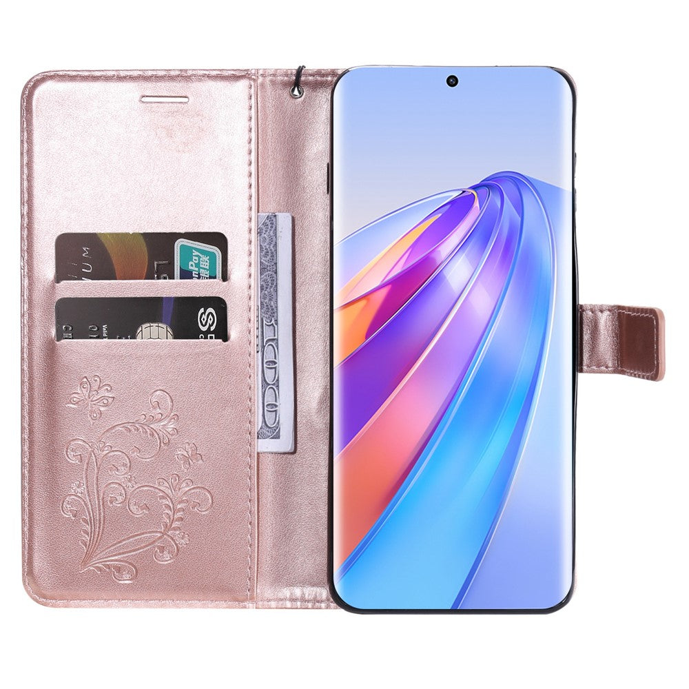 For Honor X40 5G / X9a 5G / Magic5 Lite 5G Wallet Case Floral Butterfly Imprinted Leather Phone Cover Stand