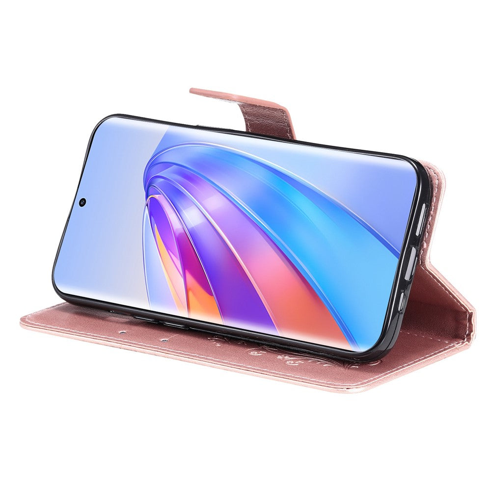 For Honor X40 5G / X9a 5G / Magic5 Lite 5G Wallet Case Floral Butterfly Imprinted Leather Phone Cover Stand