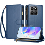 For Honor 400 Smart 4G / Honor X7d 4G / Honor X7d 5G / Honor 400 Smart 5G Leather Case Zipper Wallet Stand Shockproof Phone Cover with Wrist Strap