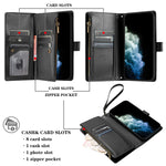 For Honor Magic8 5G Leather Case Zipper Wallet Stand Shockproof Phone Cover with Wrist Strap