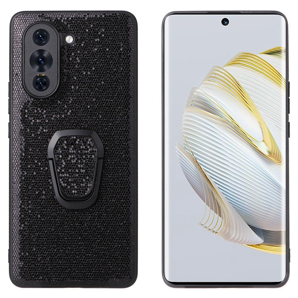 Huawei Nova 10 4G PU-läderbelagt PC+TPU Halkfritt stötsäkert mobilskal Stödställ Magnetiskt Bilfäste Skydd
