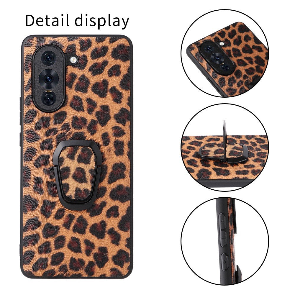 Huawei Nova 10 4G PU-läderbelagt PC+TPU Halkfritt stötsäkert mobilskal Stödställ Magnetiskt Bilfäste Skydd