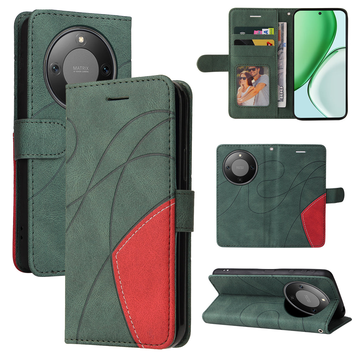 For Honor Magic8 Lite 5G / X9d 5G / X70 5G Leather Phone Case Stand Wallet with Bi-colour Splicing Design