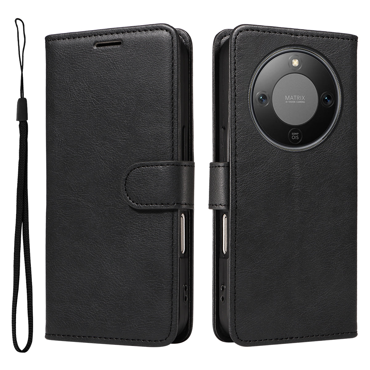 For Honor Magic8 Lite 5G / X9d 5G / X70 5G Leather Wallet Case with Strap Solid Color Phone Stand Cover