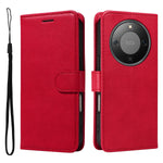 For Honor Magic8 Lite 5G / X9d 5G / X70 5G Leather Wallet Case with Strap Solid Color Phone Stand Cover