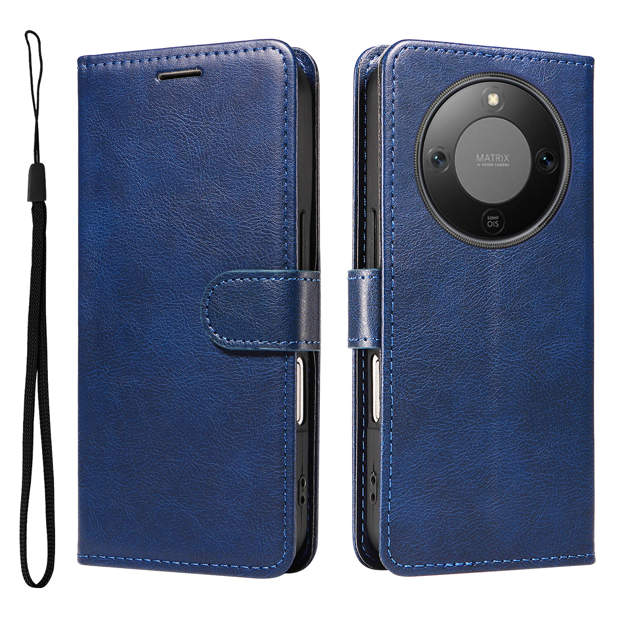 For Honor Magic8 Lite 5G / X9d 5G / X70 5G Leather Wallet Case with Strap Solid Color Phone Stand Cover