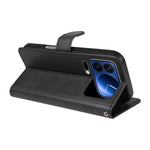 For Xiaomi 17 Pro Leather Wallet Case with Strap Solid Color Phone Stand Cover
