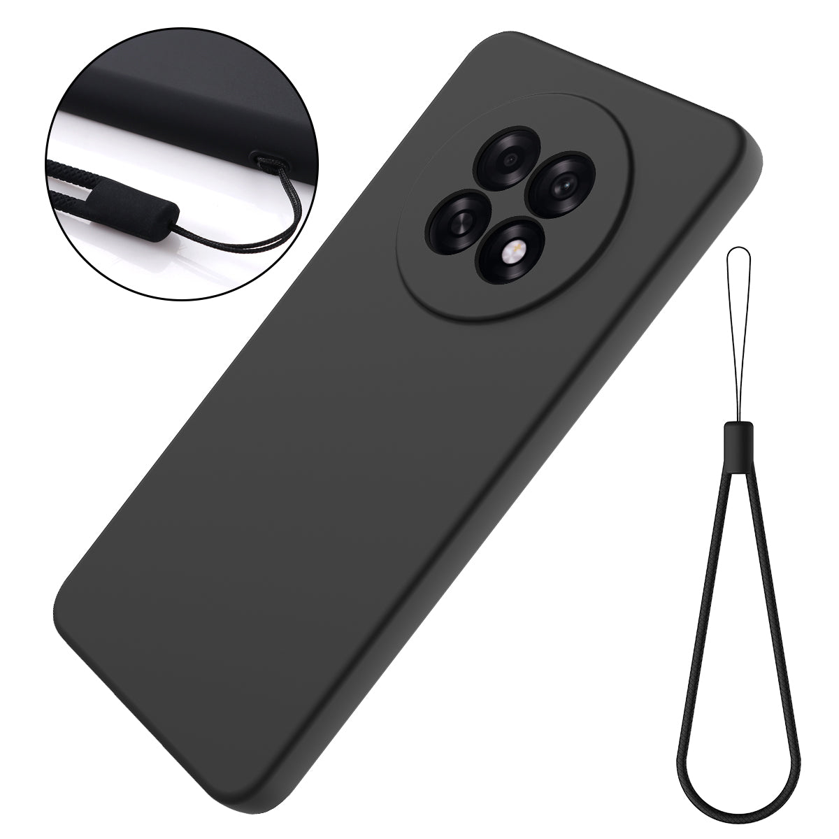 For Oppo A6 GT 5G / Oppo F31 Pro+ 5G Liquid Silicone Case Phone Back Cover with Hand Strap