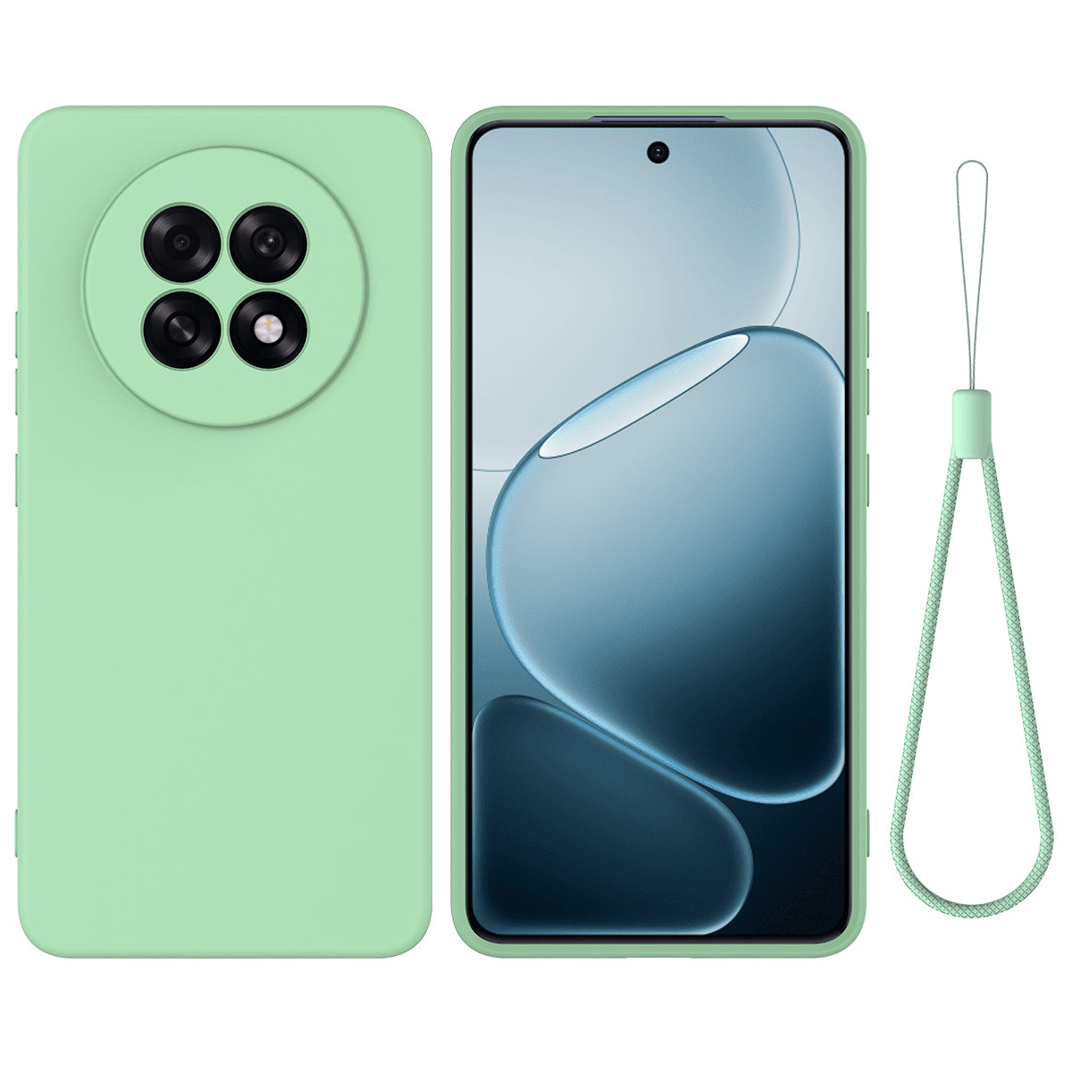 Oppo A6 GT 5G / Oppo F31 Pro+ 5G flytande silikonskal mobilbaksida med handrem